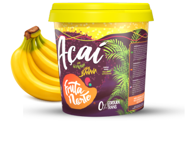 Pote 1kg açaí com guaraná sabor banana Fruta Norte