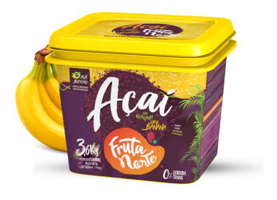Pote 3,6kg açaí com guaraná sabor banana Fruta Norte