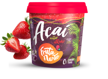 Pote 1kg açaí com guaraná sabor morango Fruta Norte