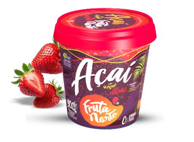 Pote 500g açaí com guaraná sabor morango Fruta Norte