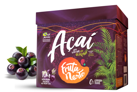 Pote 10kg açaí com guaraná sabor tradicional Fruta Norte